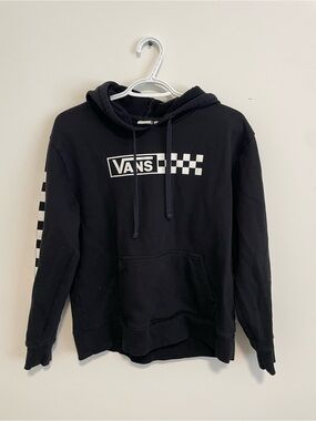 330 Vans Black Hoodie with White Checkerboard Logo